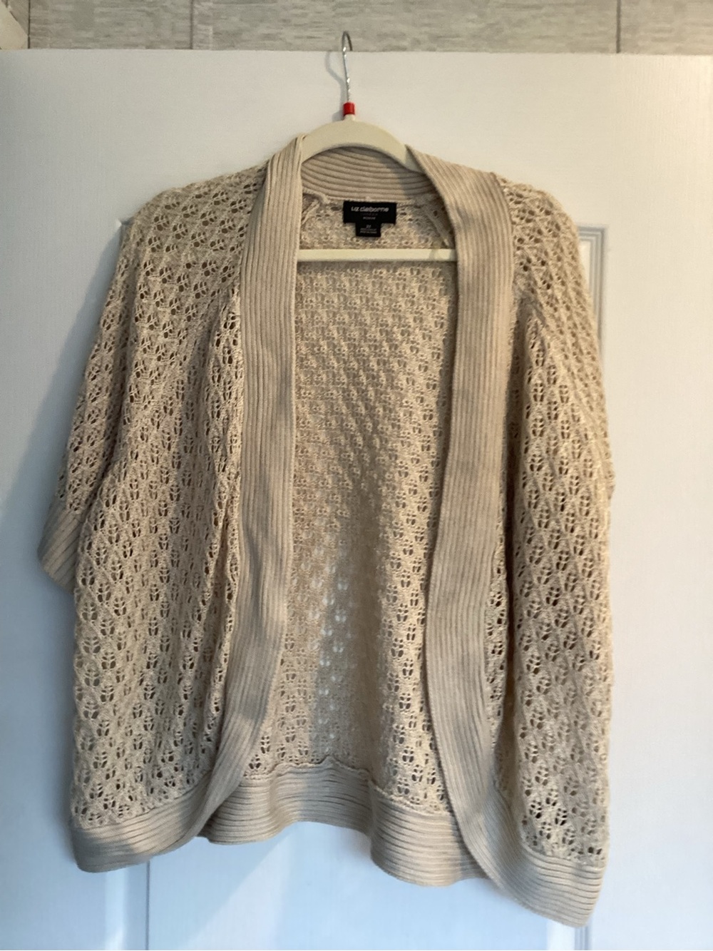 Liz Claiborne Cream Open Knit Cardigan 2X EUC